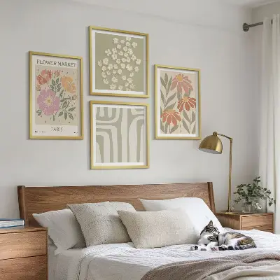 Botaniske motiver i parisisk minimalisme billedsæt med ramme