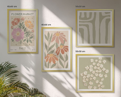 Billedsæt med ramme Botaniske motiver Parisisk minimalisme
