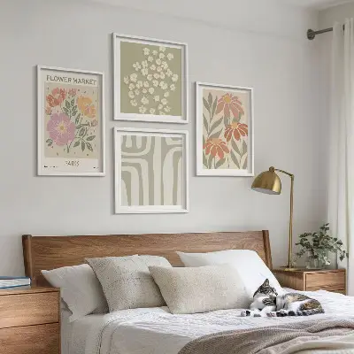Botaniske motiver i parisisk minimalisme billedsæt med ramme
