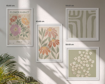 Billedsæt med ramme Botaniske motiver Parisisk minimalisme