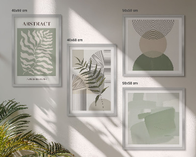 Billedvæg over sofa Botaniske boho-abstraktioner