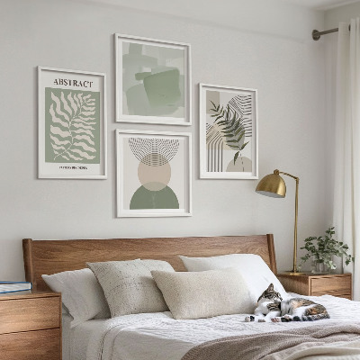 Billedvæg over sofa Botaniske boho-abstraktioner