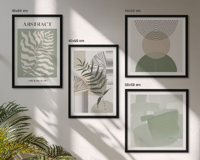 Billedvæg over sofa Botaniske boho-abstraktioner