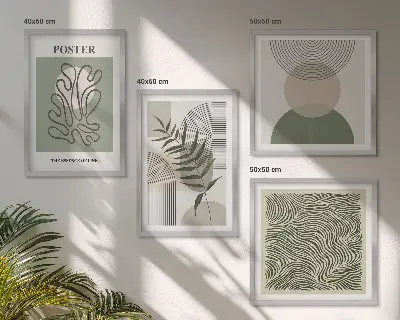 Geometriske botaniske mønstre billedsæt med ramme