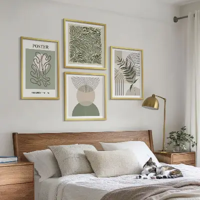 Geometriske botaniske mønstre billedsæt med ramme