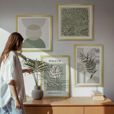 Geometriske botaniske mønstre billedsæt med ramme