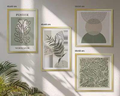Geometriske botaniske mønstre billedsæt med ramme