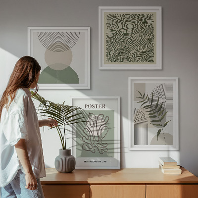 Billedsæt med ramme Geometriske botaniske mønstre