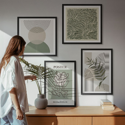 Billedsæt med ramme Geometriske botaniske mønstre