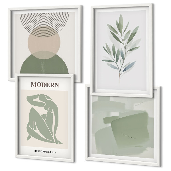 Billedvæg over sofa Stilfuld abstrakt plantegrafik