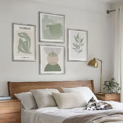 Stilfuld abstrakt plantegrafik billedvæg til ophæng over sofa