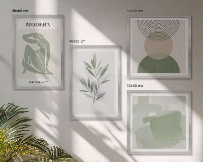 Billedvæg over sofa Stilfuld abstrakt plantegrafik