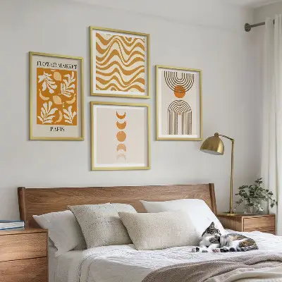 Geometriske plantemønstre billedsæt med ramme