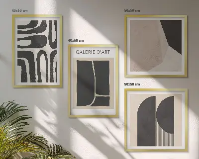 Abstrakte minimalistiske plakater billedsæt med ramme
