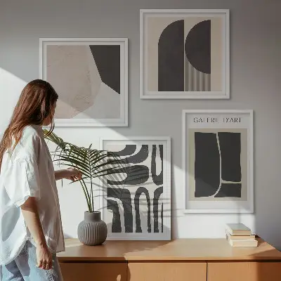 Abstrakte minimalistiske plakater billedsæt med ramme