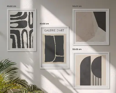 Abstrakte minimalistiske plakater billedsæt med ramme