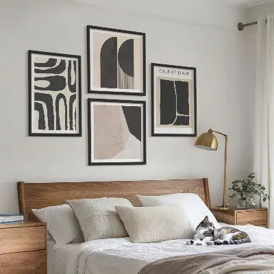 Abstrakte minimalistiske plakater billedsæt med ramme