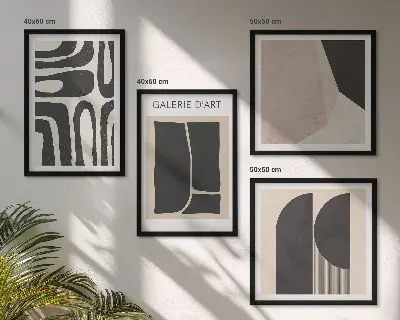 Abstrakte minimalistiske plakater billedsæt med ramme