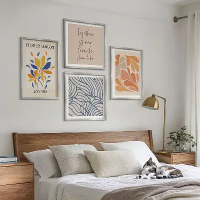 Moderne abstrakte blomster billedvæg til ophæng over sofaen
