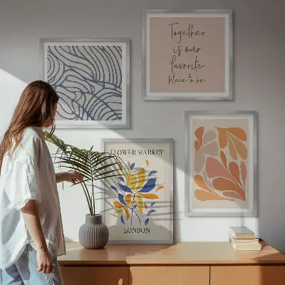 Moderne abstrakte blomster billedvæg til ophæng over sofaen