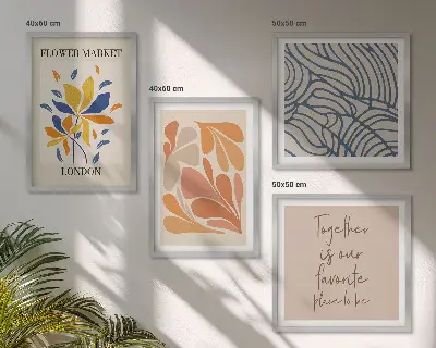 Moderne abstrakte blomster billedvæg til ophæng over sofaen