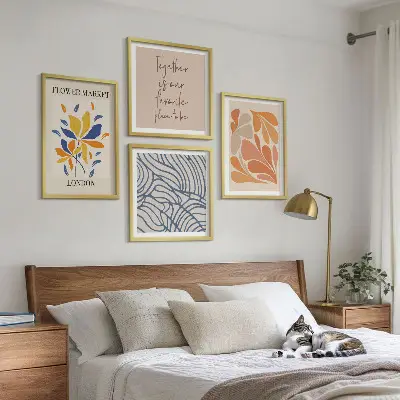Moderne abstrakte blomster billedvæg til ophæng over sofaen