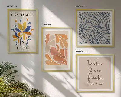 Moderne abstrakte blomster billedvæg til ophæng over sofaen