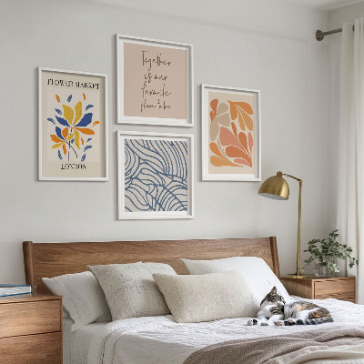 Billedvæg over sofa Moderne abstrakte blomster