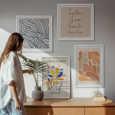 Billedvæg over sofa Moderne abstrakte blomster
