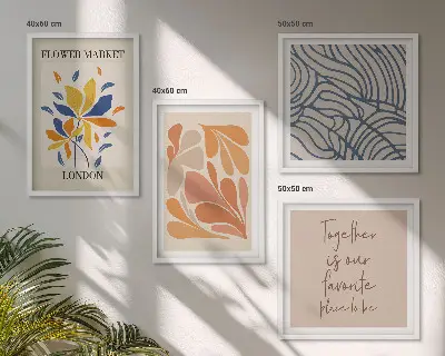 Moderne abstrakte blomster billedvæg til ophæng over sofaen