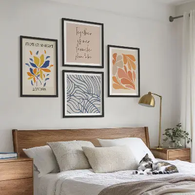 Moderne abstrakte blomster billedvæg til ophæng over sofaen