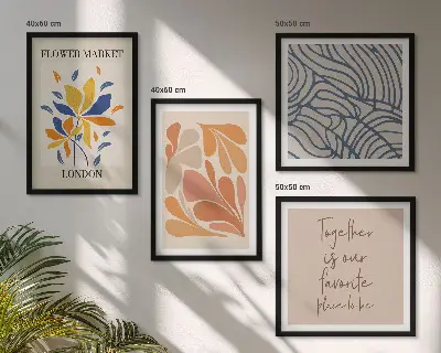 Moderne abstrakte blomster billedvæg til ophæng over sofaen