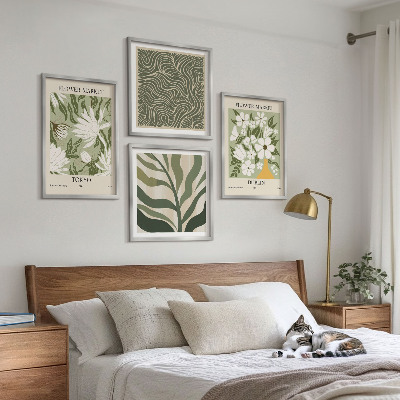 Billedvæg over sofa Plantemønstre boho dekorationer