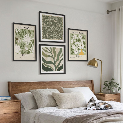 Billedvæg over sofa Plantemønstre boho dekorationer