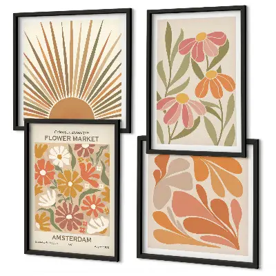 Billedvæg Pastel solblomster til ophæng over sofa