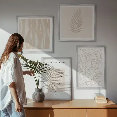 Minimalistiske plantemotiver billedsæt med ramme