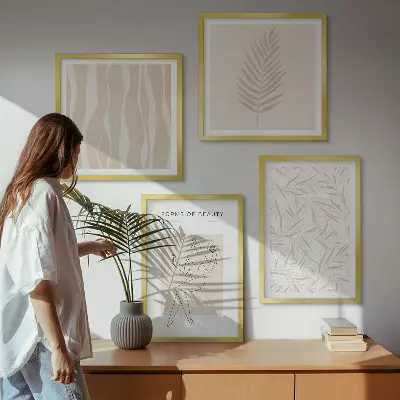 Minimalistiske plantemotiver billedsæt med ramme