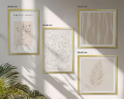 Minimalistiske plantemotiver billedsæt med ramme