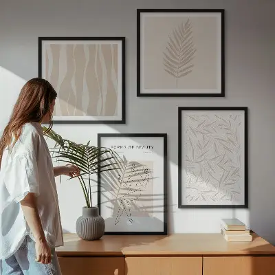 Minimalistiske plantemotiver billedsæt med ramme