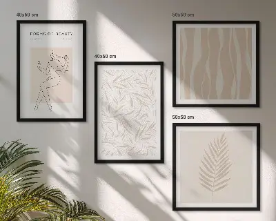 Minimalistiske plantemotiver billedsæt med ramme