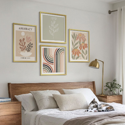 Billedvæg over sofa Abstrakte pastelplanter