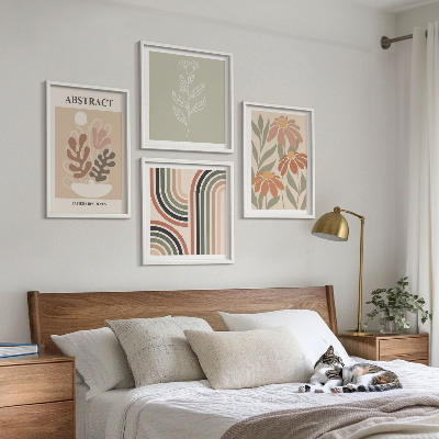 Billedvæg over sofa Abstrakte pastelplanter