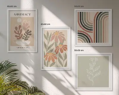 Billedvæg Abstrakte pastelplanter over sofa