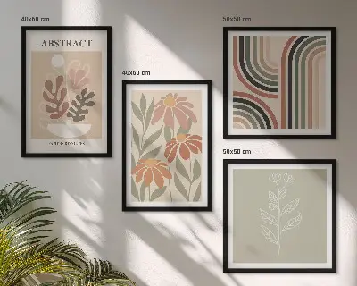 Billedvæg Abstrakte pastelplanter over sofa