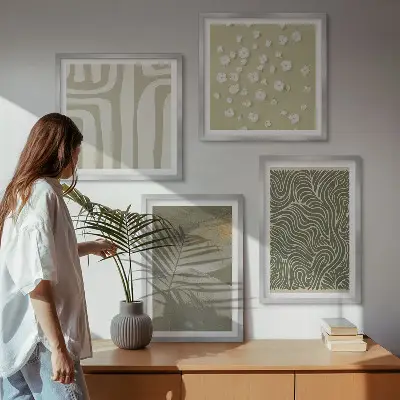 Abstrakte boho-mønstre billedsæt med ramme