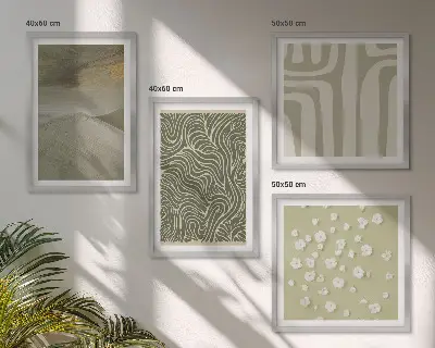 Abstrakte boho-mønstre billedsæt med ramme