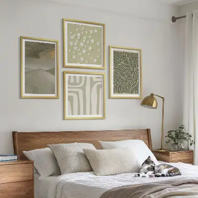 Abstrakte boho-mønstre billedsæt med ramme