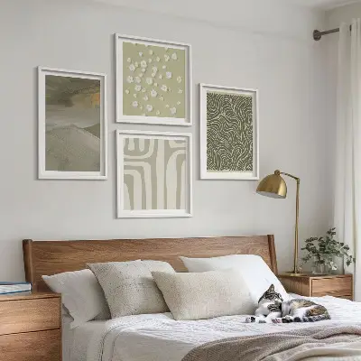 Abstrakte boho-mønstre billedsæt med ramme