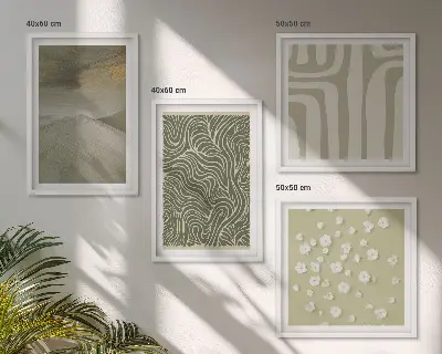 Abstrakte boho-mønstre billedsæt med ramme