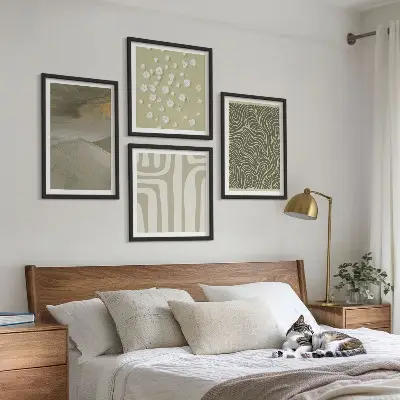 Abstrakte boho-mønstre billedsæt med ramme
